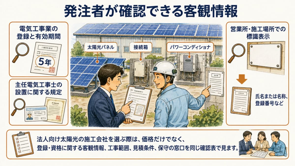 登録と標識を確認する発注者