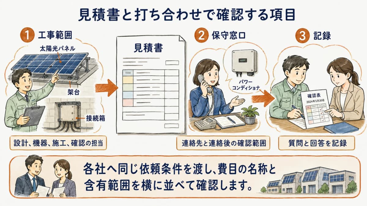 見積書の範囲と保守窓口を照合する場面