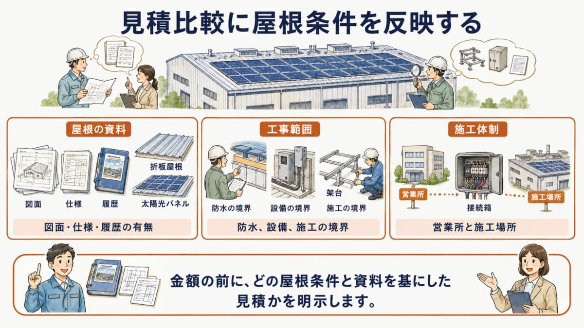 屋根条件を見積比較へ反映する