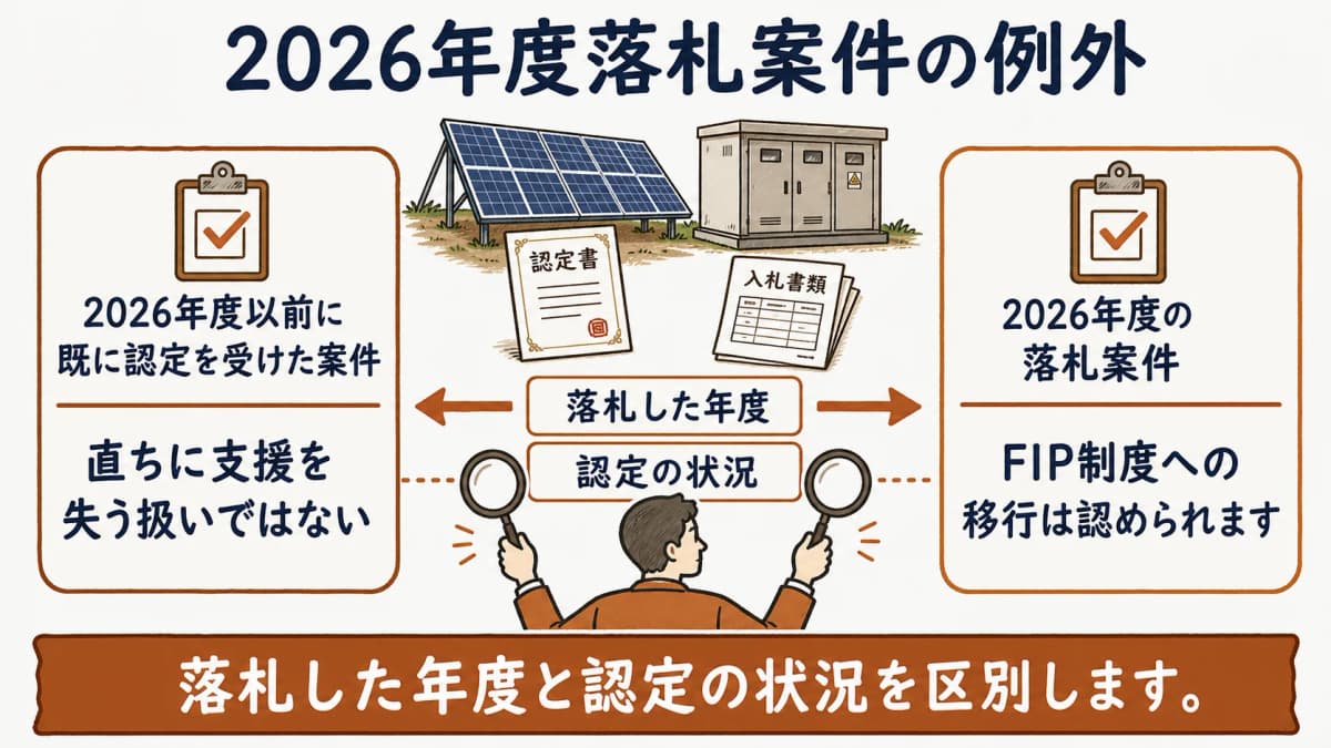 2026年度の落札案件と既認定案件を分けて確認する図
