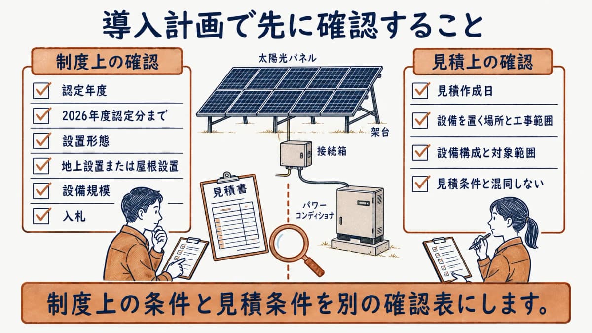 導入計画で制度条件と見積条件を分ける図