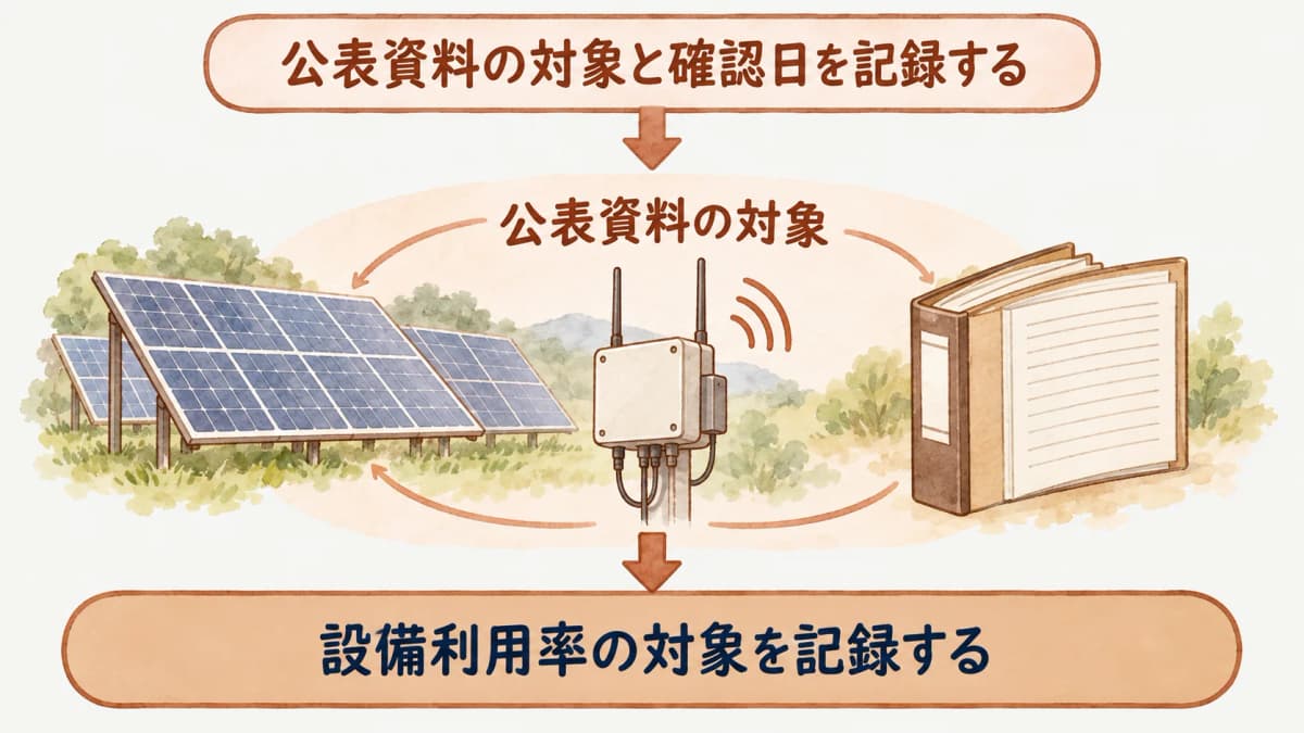 設備利用率を資料名、設置形態、出力区分、参照水準と一緒に読む図