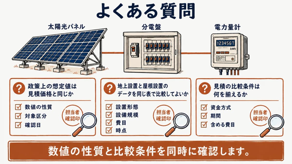 費用比較の質問に必要な確認欄を示す図