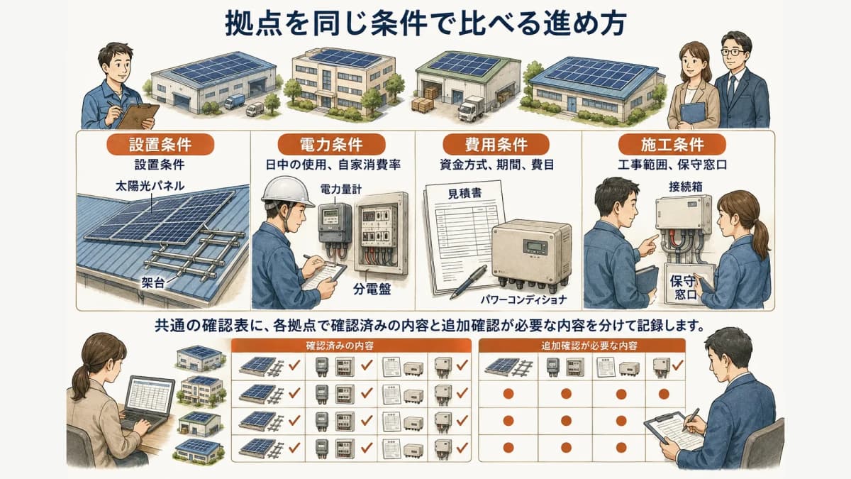 多拠点の確認表を同じ条件で比べる