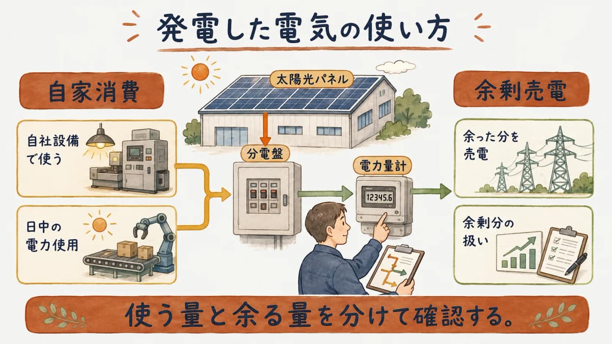 自家消費と余剰売電で確認する電気の流れ
