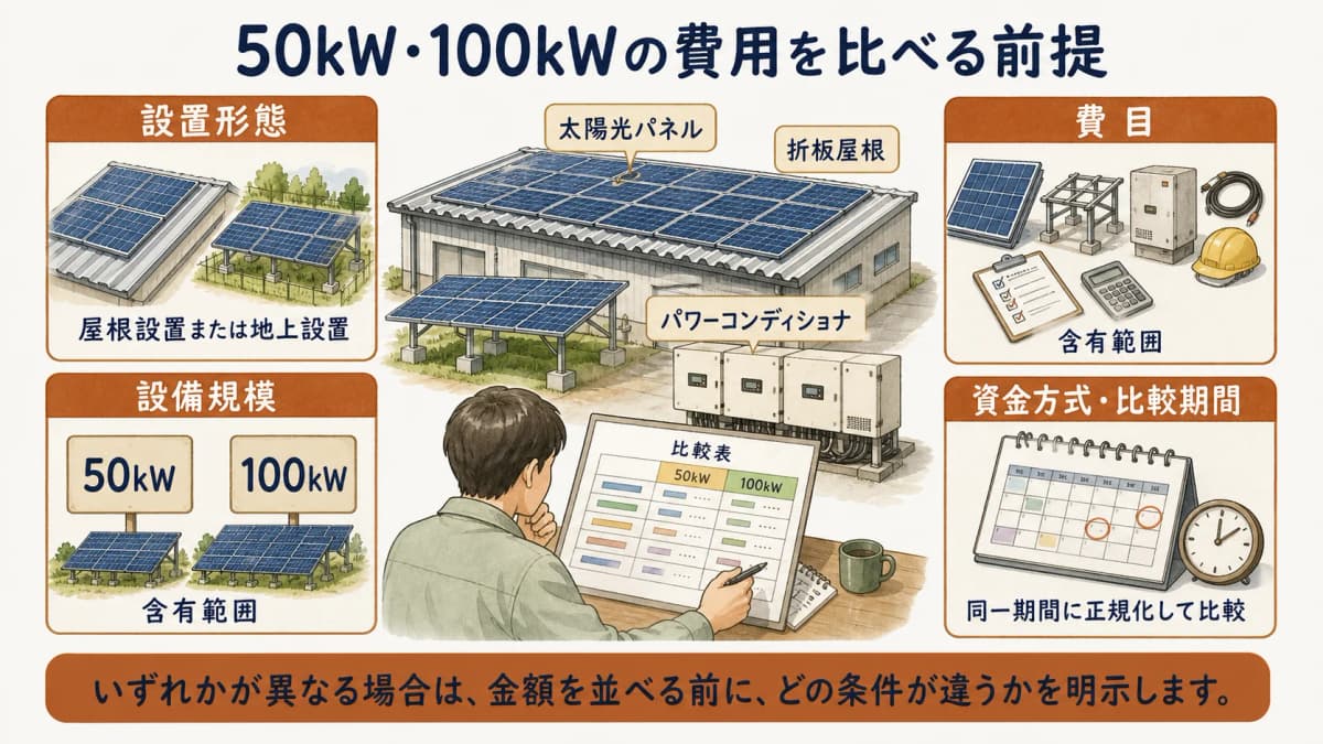50kWと100kWの費用比較で先にそろえる条件
