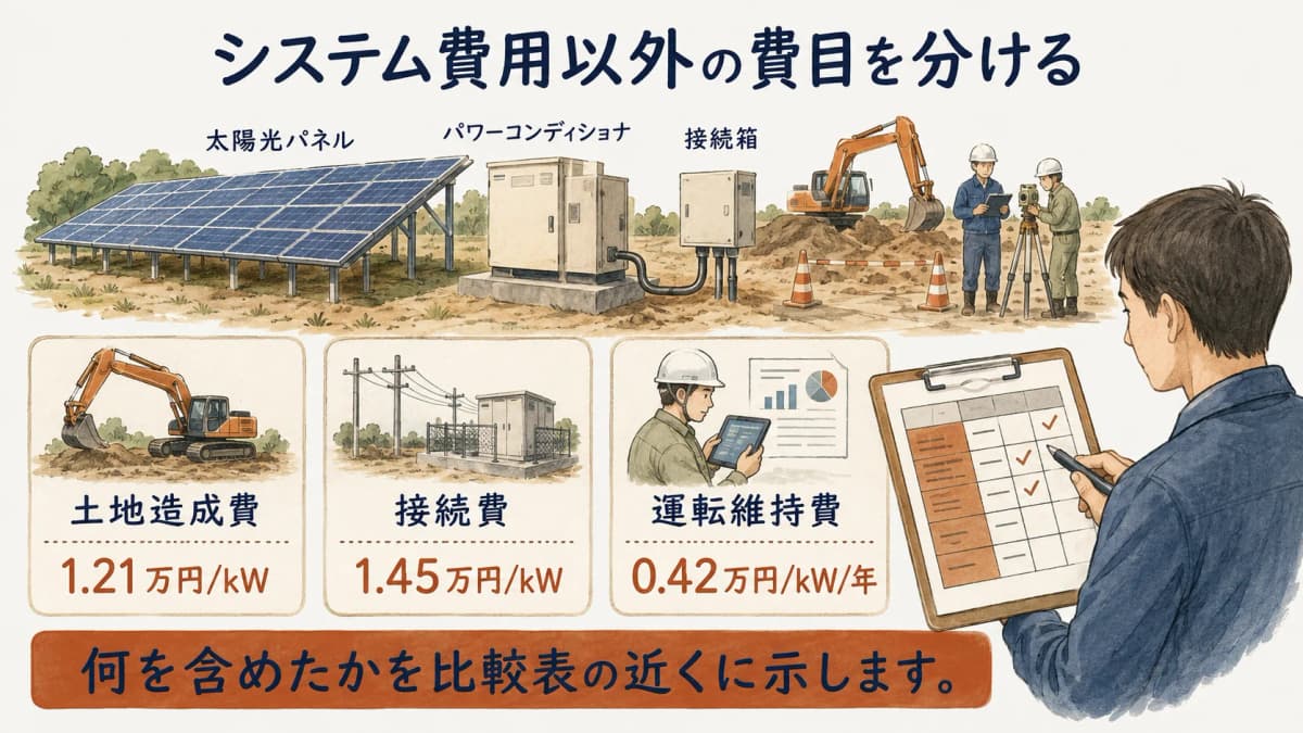 システム費用以外の費目を比較表で分ける図