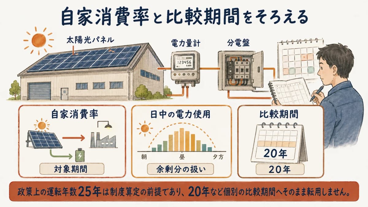 自家消費率と比較期間を合わせて確認する図