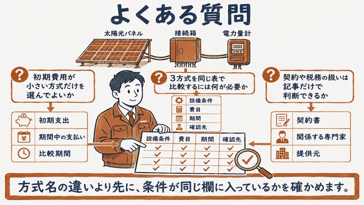 方式比較でよくある質問を確認表へ戻す図