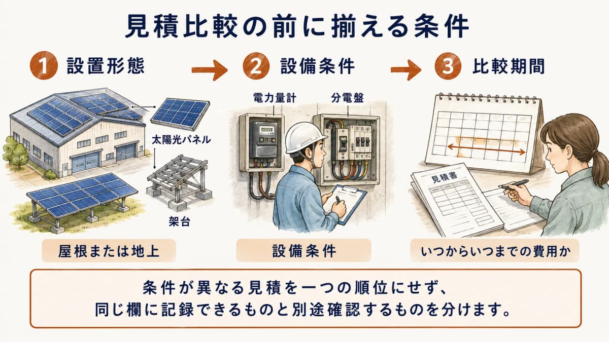 見積比較の前提条件をそろえる