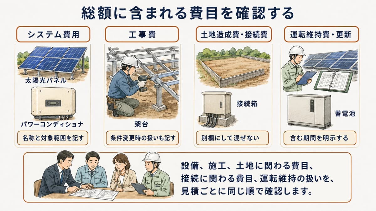 費目の範囲を見積書で確認する