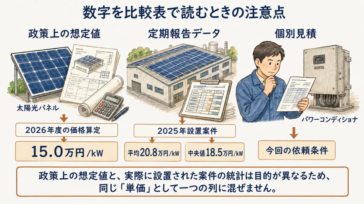 政策上の想定値と定期報告データを分けて読む
